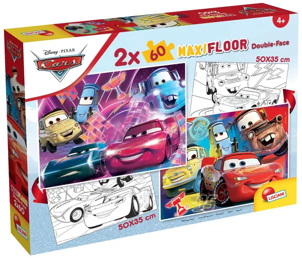 Puzzle cu două fețe Lisciani pentru colorat 2 х 60 piese- Mașinile