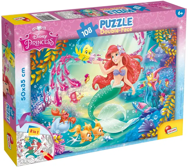 Puzzle cu două fețe Liscianipentru colorat 108 piese - Mica Sirenă