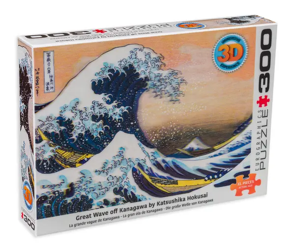 Puzzle cu efect 3D Eurographics din 300 de piese - Marele val din Kanagawa