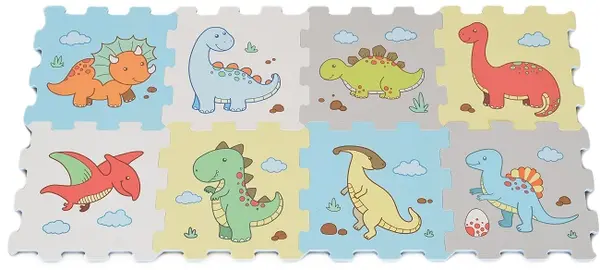Puzzle cu podea moale cu imprimeu Moni Toys - Dinosaur, 8 piese