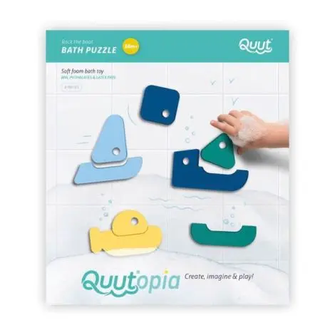 Puzzle de baie, set 8 piese, Barcute colorate, Quut Toys