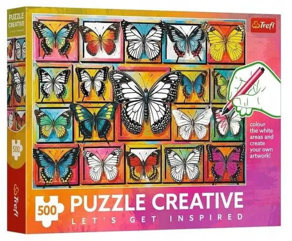 Puzzle de colorat Trefl din 500 piese - Colecția de fluturi