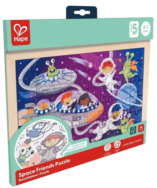 Puzzle de lemn Hape International - Prieteni spațiali
