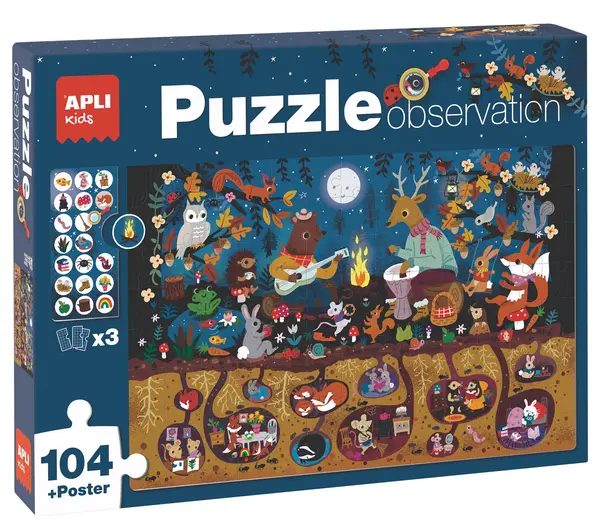 Puzzle de observatie Apli - In padure, cu afis
