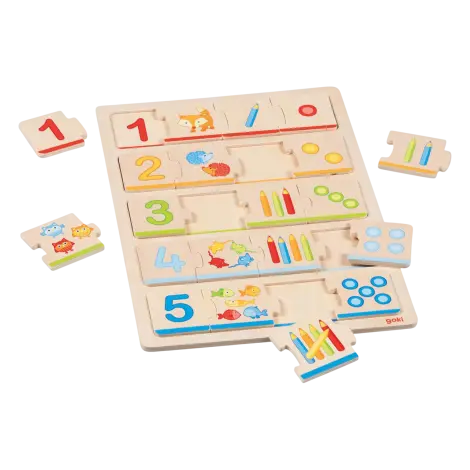 Puzzle din lemn, 20 piese, 30*21 cm, Invatam sa numaram