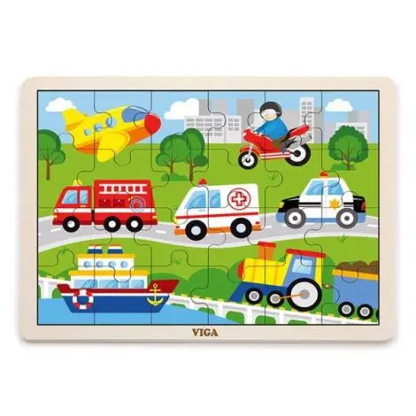Puzzle din lemn 24 buc. Vehicule