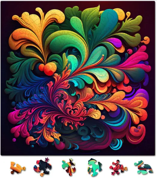 Puzzle din lemn - Abstract - Floral Madness | Woodmix Puzzles