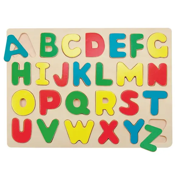 Puzzle din lemn , Alfabet colorat, jucarie educativa pentru copii