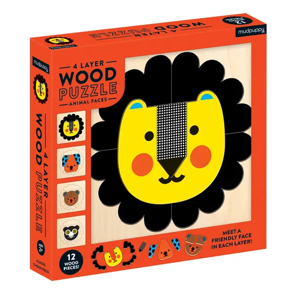 Puzzle din lemn - Animal Faces 4 Layer | 23.5