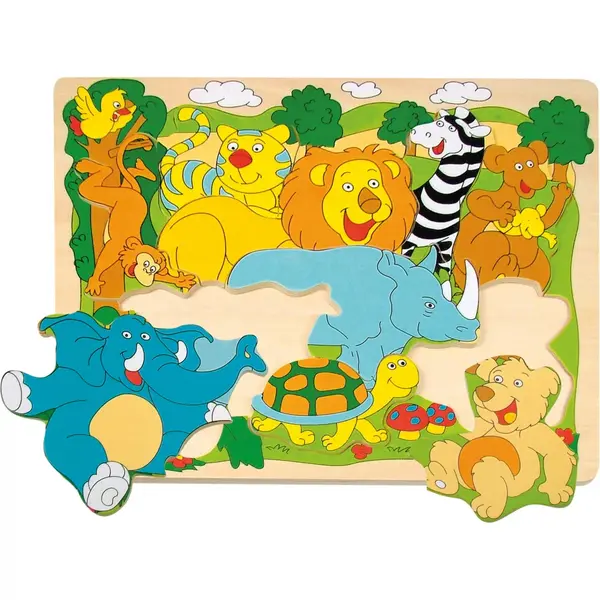 Puzzle din lemn , Animale africane, puzzle educativ