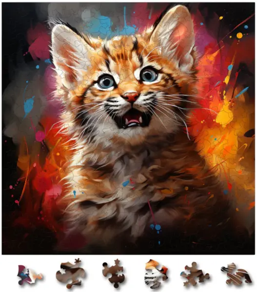 Puzzle din lemn - Baby Bobcat 1 | Woodmix Puzzles