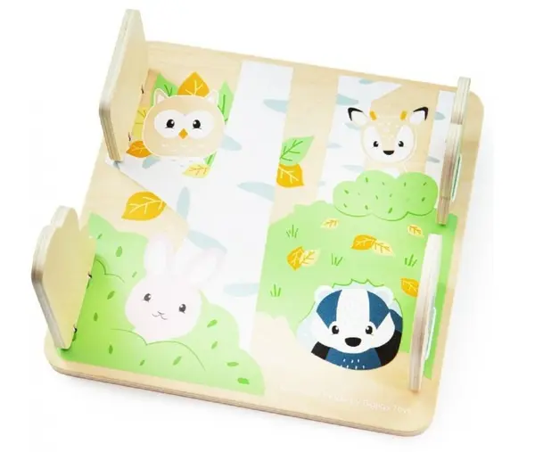 Puzzle din lemn Bigjigs - Forest Hide and Seek, 4 piese