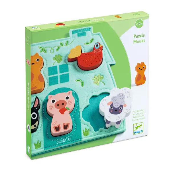 Puzzle din lemn cu baza din fetru, Djeco