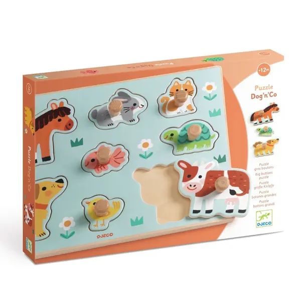 Puzzle din lemn cu butoni, Djeco