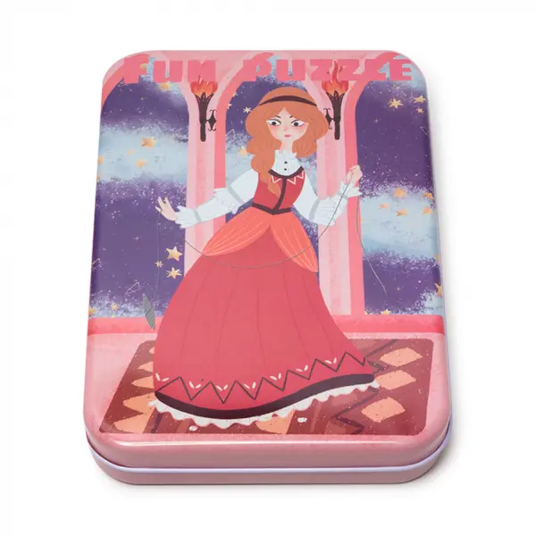 Puzzle din Lemn cu Printese in Cutie Metalica Montessori - Nurio