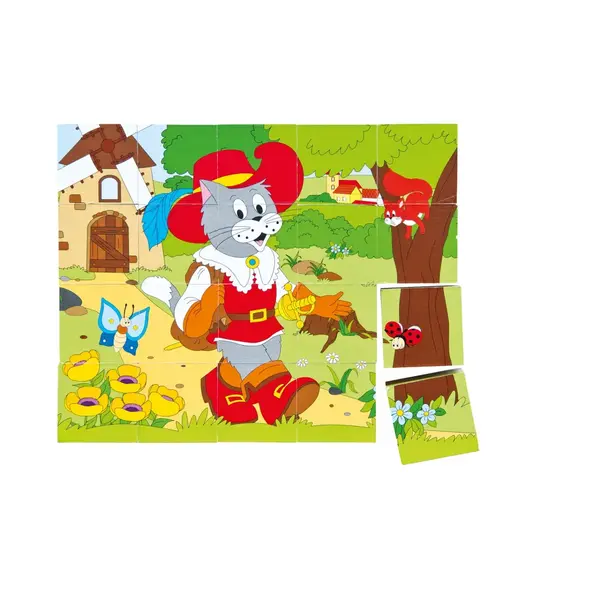 Puzzle din lemn cuburi , Basme 4x5, 6 imagini