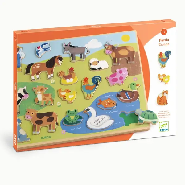 Puzzle din lemn Ferma, Djeco