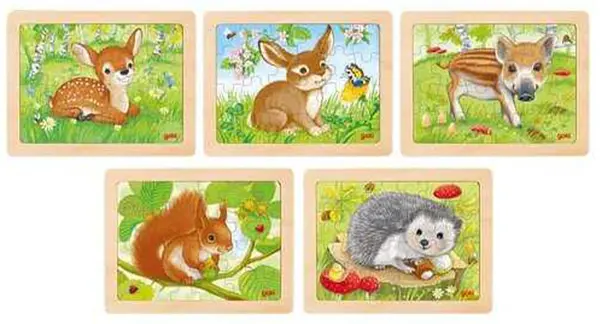 Puzzle din lemn Goki - Animale de pădure, sortiment, 24 bucăți