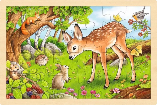 Puzzle din lemn Goki - Cerb, 24 piese