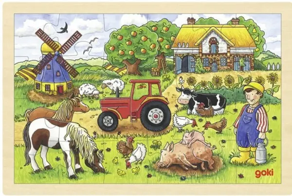 Puzzle din lemn Goki - Ferma lui Millers