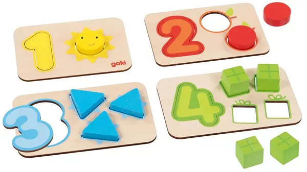 Puzzle din lemn Goki - Învață să numeri și să te conectezi