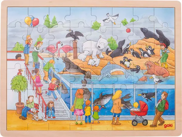 Puzzle din lemn Goki - Vizita la gradina zoologica
