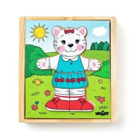 Puzzle din lemn - Imbraca pisica
