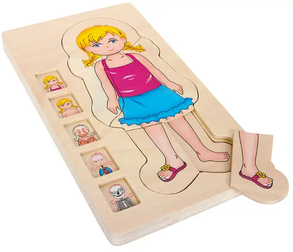 Puzzle din lemn, in straturi Small Foot, Corp baiat, 28 piese