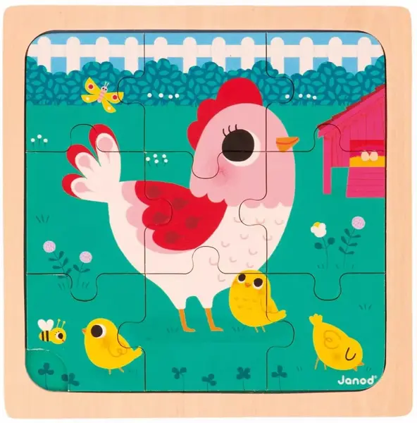Puzzle din lemn Janod - Hen House