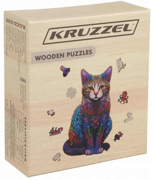 Puzzle din lemn Kruzzel - pisică
