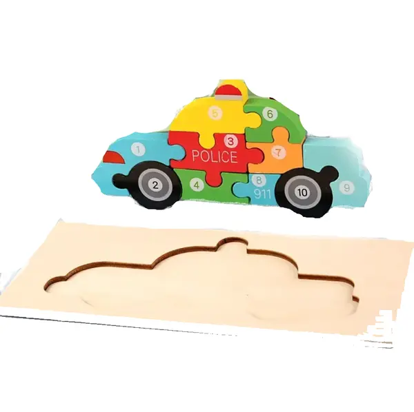 Puzzle din lemn - Masinu de politie - 10 piese | 838 Toys Factory