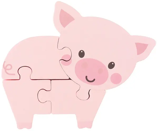 Puzzle din lemn Orange Tree Toys - porc, 4 piese