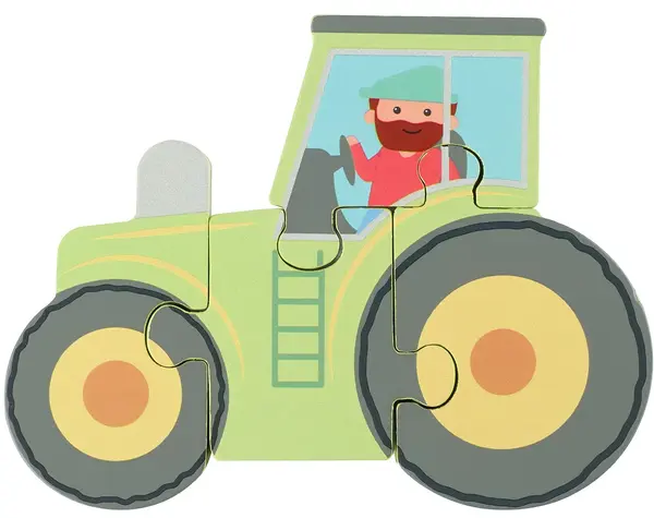 Puzzle din lemn Orange Tree Toys - Tractor, 4 piese