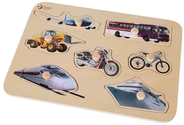 Puzzle din lemn pentru copii Classic World - Puzzle cu vehicule