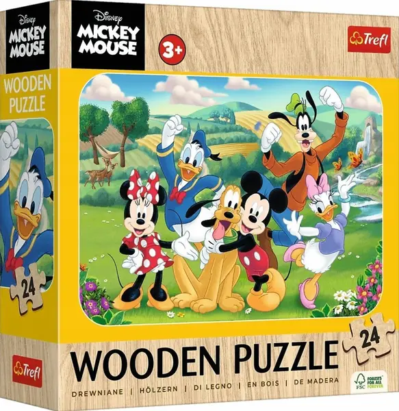 Puzzle din lemn pentru copii Trefl din 24 piese - Mickey Mouse și prietenii