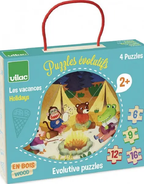 Puzzle din lemn pentru copii Vilac - Holidays Evolutive, 4 buc.