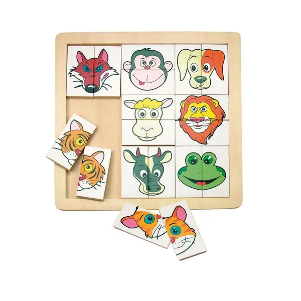 Puzzle din lemn , Portrete de animale, puzzle educativ 2 piese