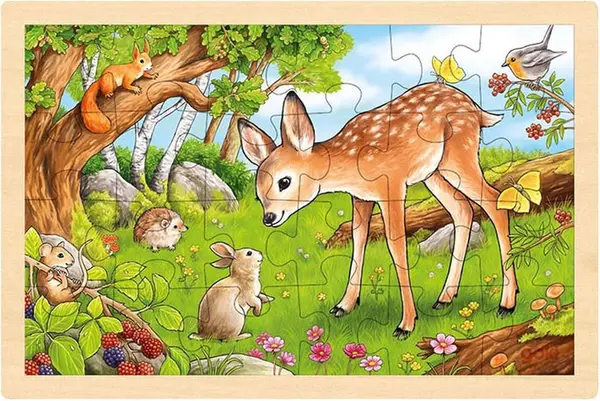 Puzzle din lemn - Prieteni necuvantatori, 24 piese (mai multe modele, pret pe bucata) | Goki