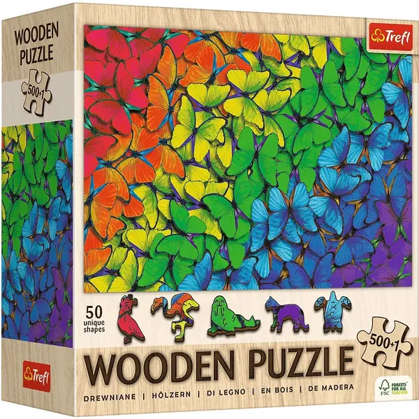 Puzzle din lemn Trefl din 500+1 piese - Fluturi colorați