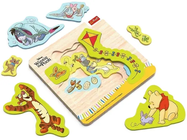Puzzle din lemn Trefl - Winnie The Pooh, 12 piese, multistrat