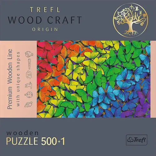 Puzzle din lemn Trefl Wood Craft, Fluturasii colorati, 500+1 piese
