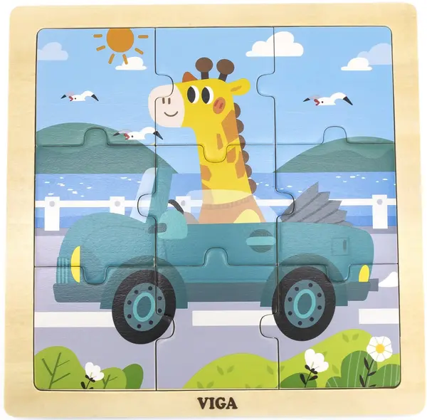 Puzzle din lemn Viga Toys – Girafă, 9 părți