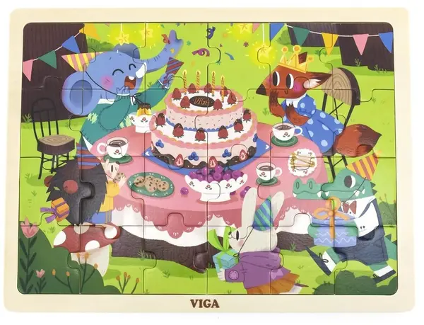 Puzzle din lemn Viga -Ziua de naștere în pădure, 24 piese