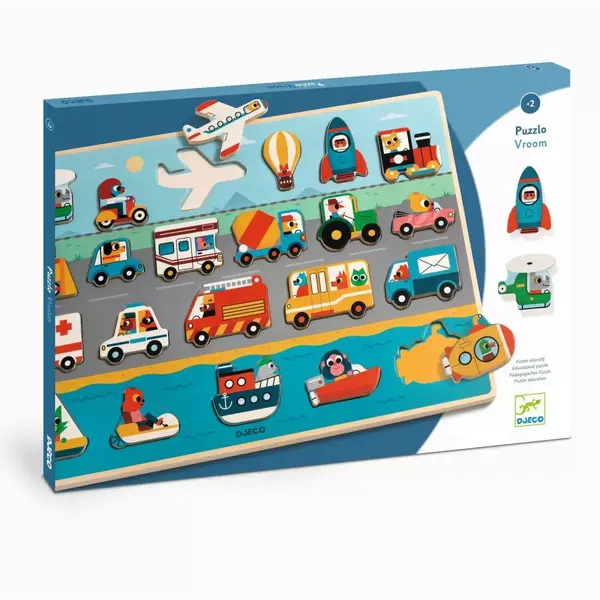 Puzzle din lemn - Vroom, Vroom | Djeco
