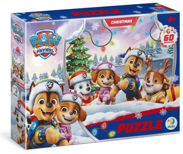 Puzzle DoDo din 60 piese -Crăciunul Patrulei Cățelușilor