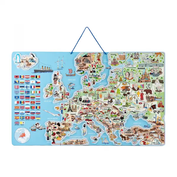 Puzzle E i joc 3 A n 1 , Harta magnetica a Europei (EN, 192 piese)