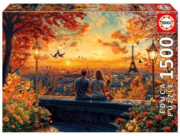 Puzzle Educa de 1500 piese - Îndrăgostiți de Paris