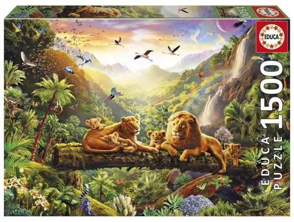 Puzzle Educa de 1500 piese - Pui de leu pe podul de lemn