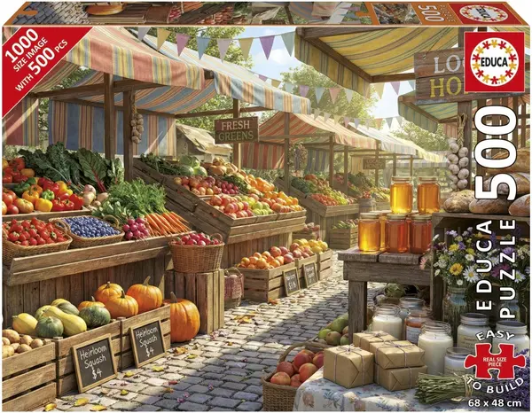 Puzzle Educa de 500 piese - Piață agricolă însorită
