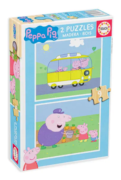 Puzzle Educa din 2 x 9 de piese - Peppa Pig